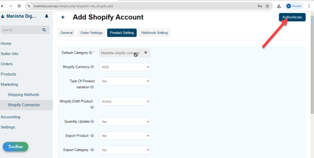 Authenticate account
