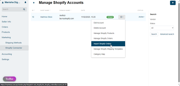 Import Shopify orders