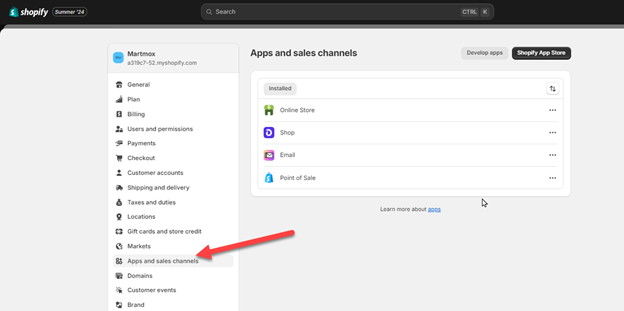 Apps and Sales Channel