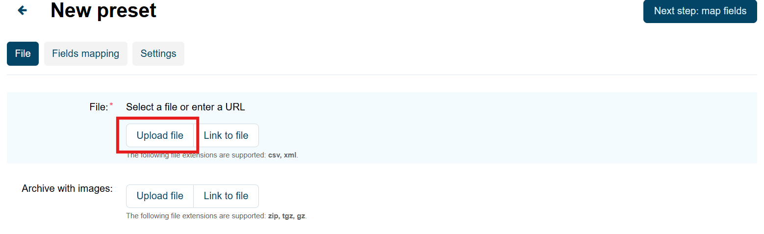 upload csv file